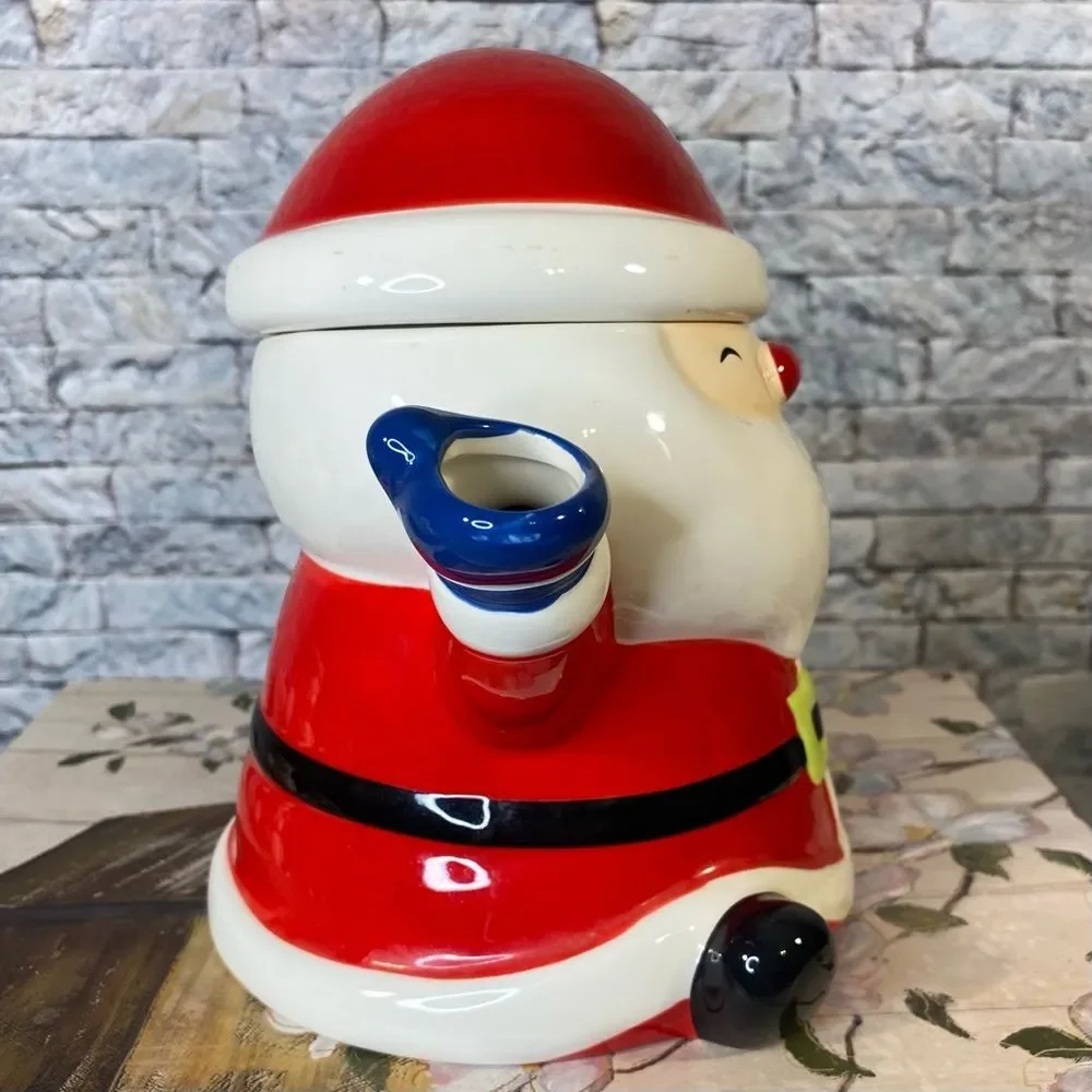 Holiday Ceramic Santa Teapot with Lid Christmas Decor